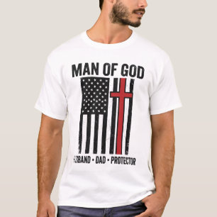 Homem de Deus Cruz Patriótica Camisa Cristã Design
