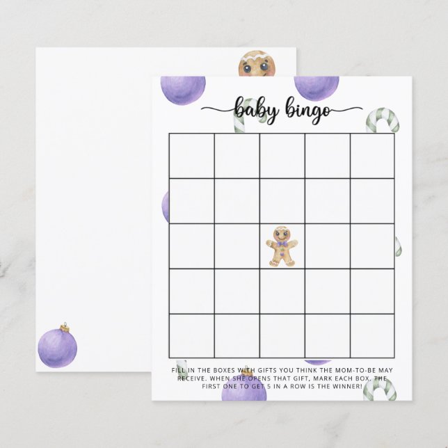 Homem de gengibre - Jogo de bingo para chá de bebê (Frente/Verso)