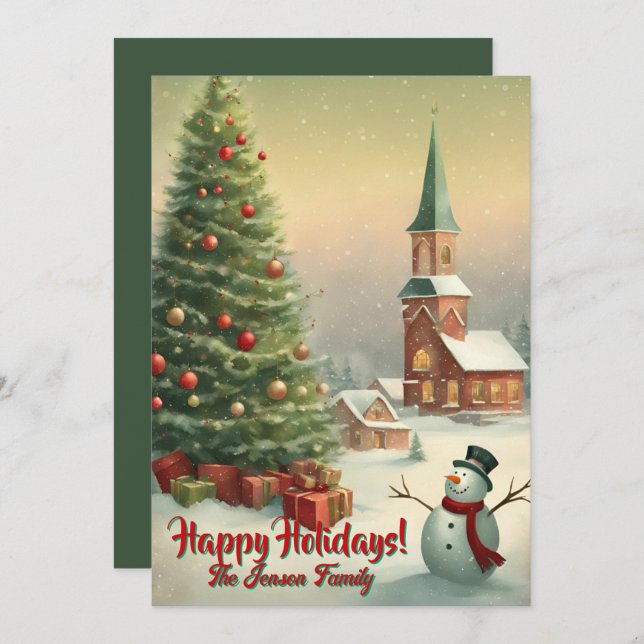 Homem de neve de Natal2, feriados felizes, cartão  (Frente/Verso)