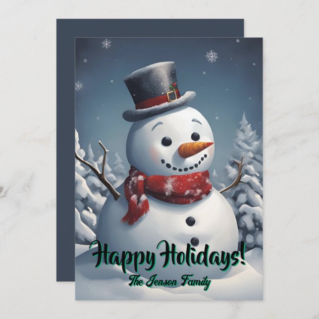 Homem de neve de Natal5, Feriados Felizes, Cartão  (Frente/Verso)