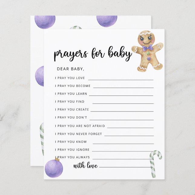 Homem de pão-de-gengibre - oração para o bebê (Frente/Verso)