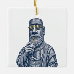 Homem de Pedra Legal Arte Vintage Enfeite Preto