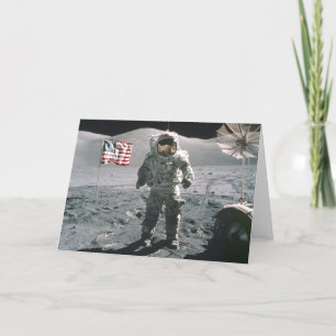 Homem do último de Apollo 17 no cartão de nota d