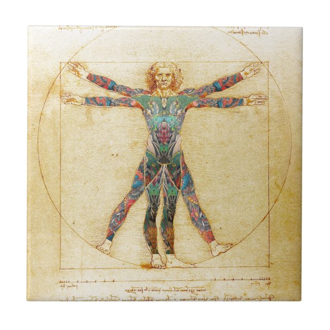 Homem do Vitruvian de da Vinci com tatuagens (Frente)