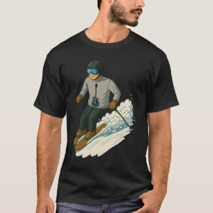 Homem esquiando com camisa de guitarra transparent