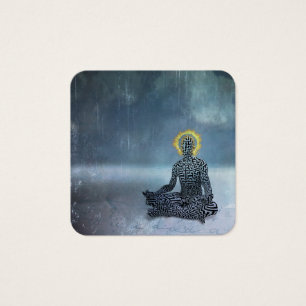 Homem meditante. Halo inflamável