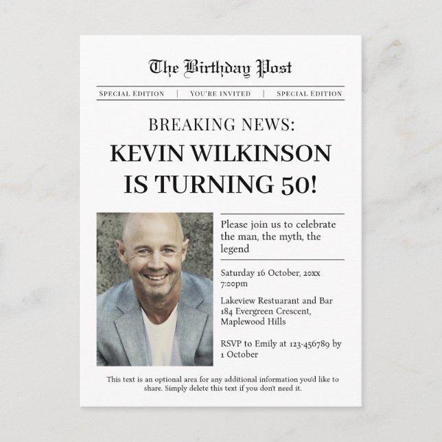 Homem, Mito, Anúncio de Aniversário de Lenda (Frente)