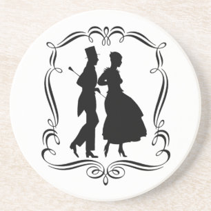 Homem-Mulher Silhouette Vintage Porta copos de Art