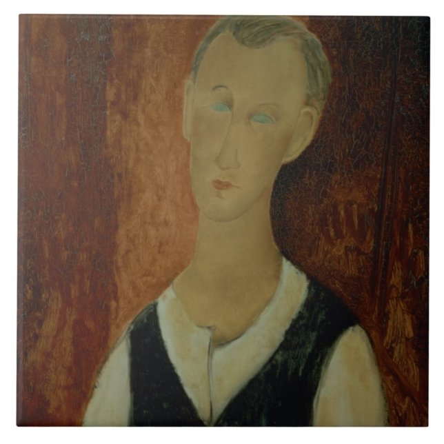 Homem novo com um Waistcoat preto, 1912 (o óleo (Frente)