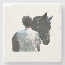 Homem Segurando Porta copos De Pedra Leve De Caval