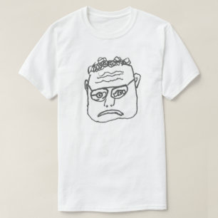 Homem triste camisa de rosto desenhada pela mão