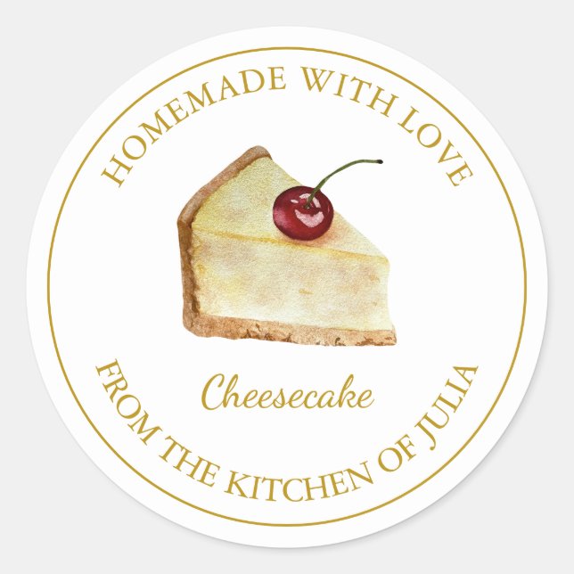 Homemada com amor Etiqueta Cheesecake | Branco (Frente)