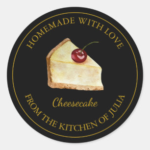 Homemada com amor Etiqueta Cheesecake   Preto