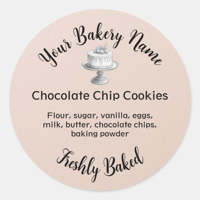 Homemade Cake Business Etiqueta de Baia (Frente)