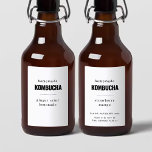 Homemade Kombucha Labels<br><div class="desc">As etiquetas do Homemade Kombucha incluem um engarrafamento por data e uma mensagem de presente personalizada (se desejado) em uma design moderna e limpa.</div>