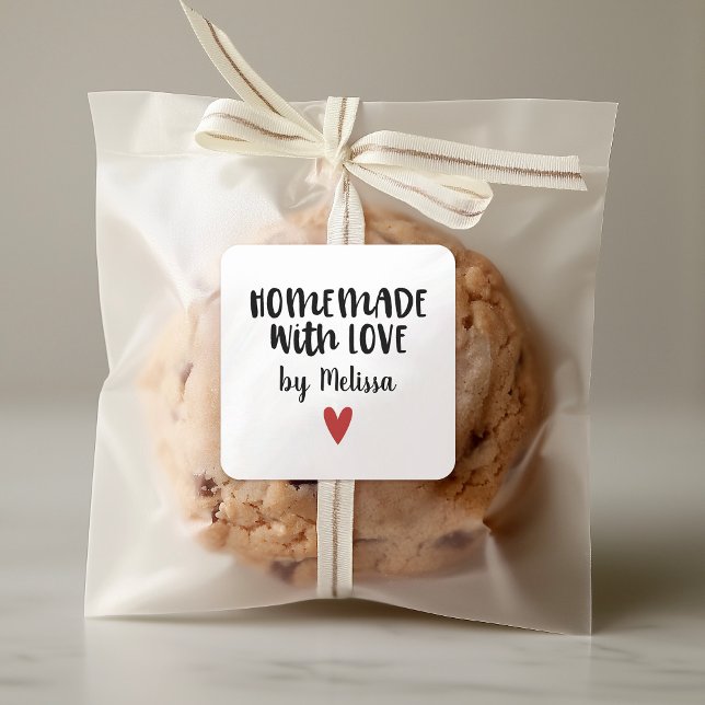 Homemade Personalizada Com Etiqueta De Baking Com  (A simple minimalist homemade with love sticker for decorating your homemade gifts and party favors)