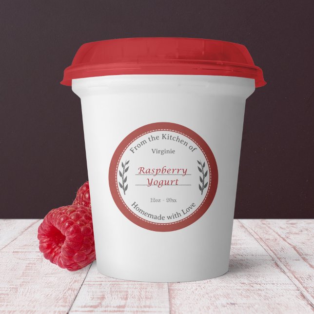 Homemade Vermelho Russo com Etiqueta de Amor (Rustic Red Homemade with Love Label Sticker)
