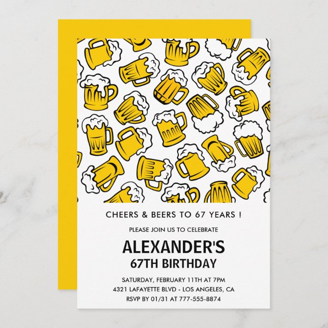 Homens 67.o convites para o aniversário (Frente/Verso)