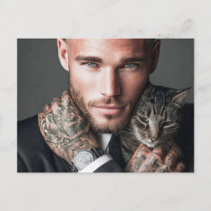 Homens Bonitos & Cartões Postais de Arte de Gatos