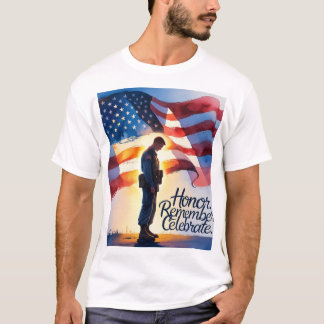 Homens Design Patriótico Camisa Memorial Dia Brave