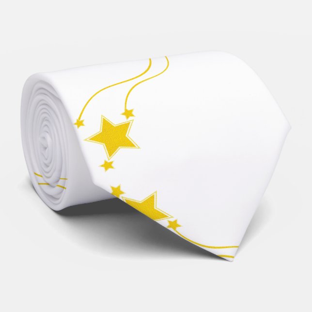 Homens Designer Gravatas Estrelas Amarelas (Rolled)