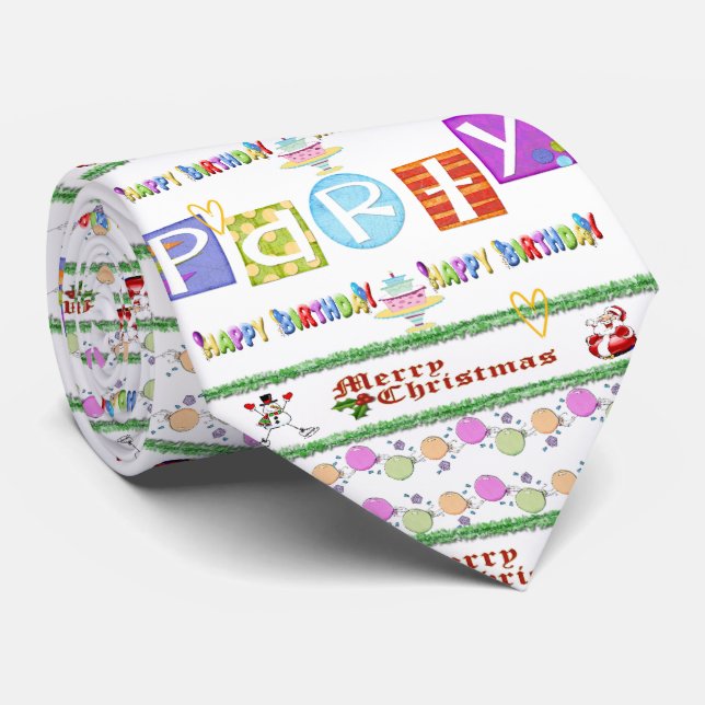 Homens Designer Gravatas Feliz Natal Feliz Anivers (Rolled)