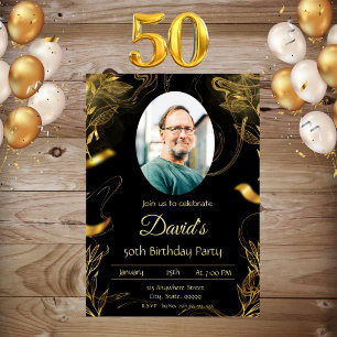 Homens Dourados Folha 50º Convite de Aniversário