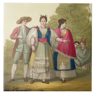Homens e mulheres peruanos no traje tradicional