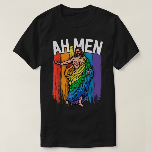 Homens Gay Jesus Camisa LGBTQ Camisas Engraçadas O (Frente do Design)