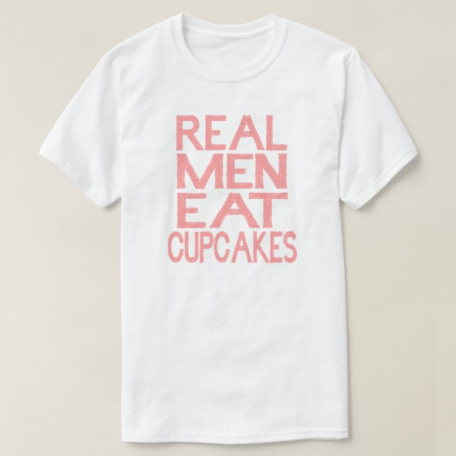 Homens Reais Comem Cupcakes A Camisa Rosa (Frente do Design)