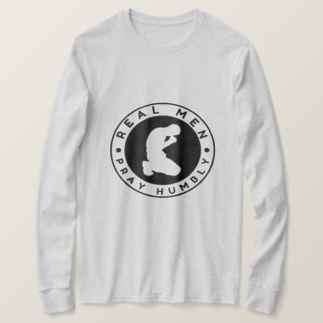 Homens Reais Rezam Camisa De Capa Longa E Humilhan (Frente do Design)