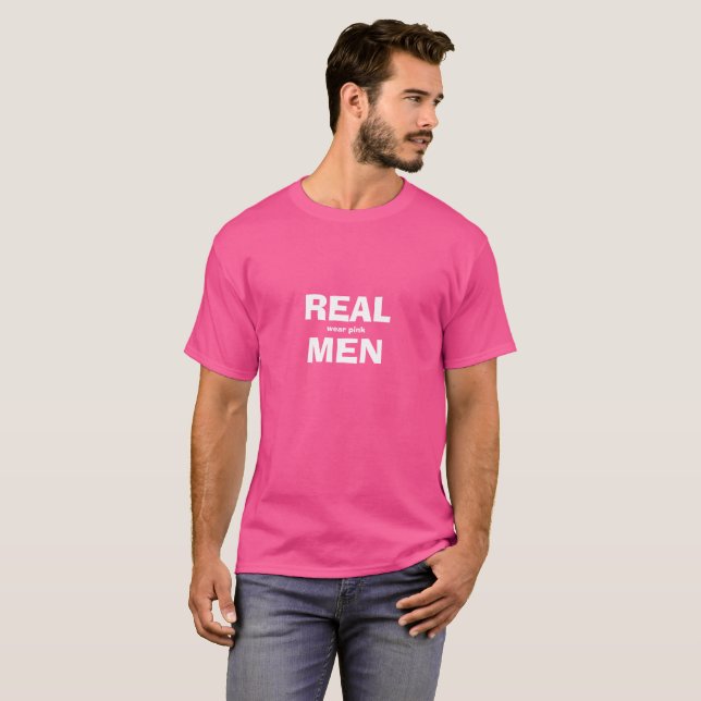 Homens Reais Vestem Camisa Rosa (Frente Completa)