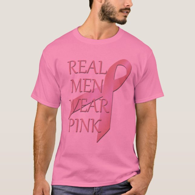 Homens Reais Vestem Camiseta Rosa Básica Rosa (Frente)
