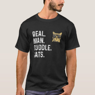 Homens Verdadeiros Engraçados Camiseta Gato Engra