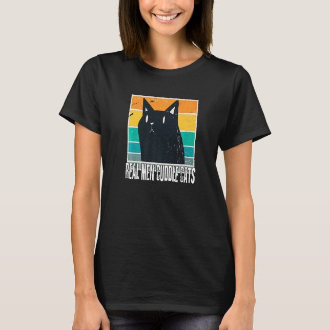 Homens Verdadeiros Gatos De Fecho Camisetas De Gat (Frente)