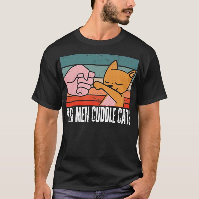 Homens Verdadeiros Gatos Encharcados Camisetas De  (Frente)