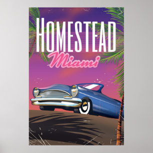 Homestead Florida EUA poster de viagens dos anos 8
