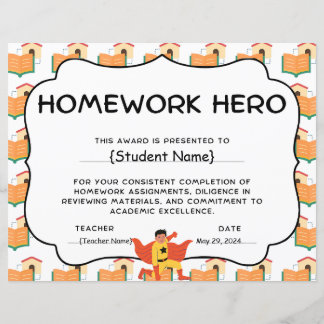 Homework Hero Student Recognition Prêmio