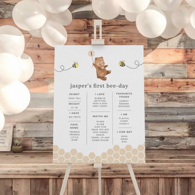 Honey Bear First Bee Day Milestone Poster (Criador carregado)