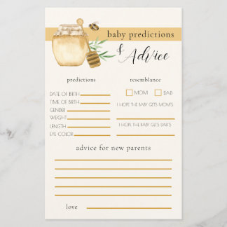 Honey Bee Baby Shower Prediction Game