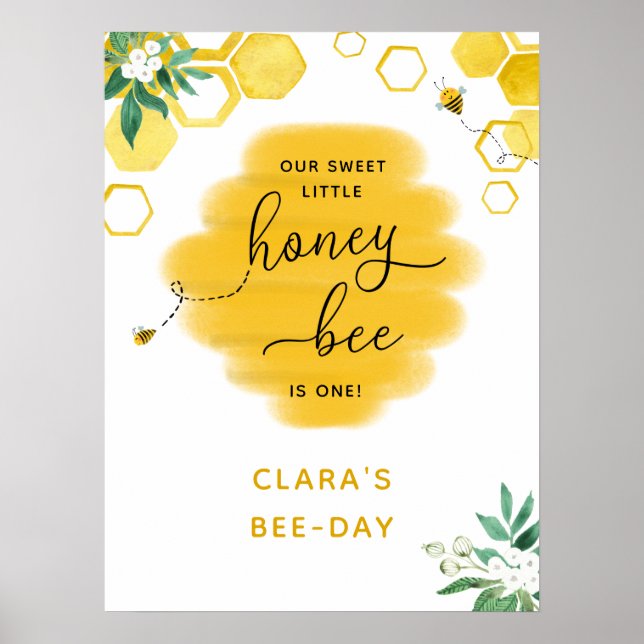 Honey Bee Birthday Poster (Frente)