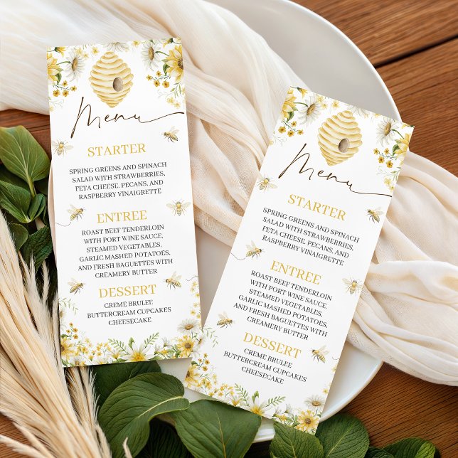 Honey Bee Botanical Floral Shower Menu (Criador carregado)