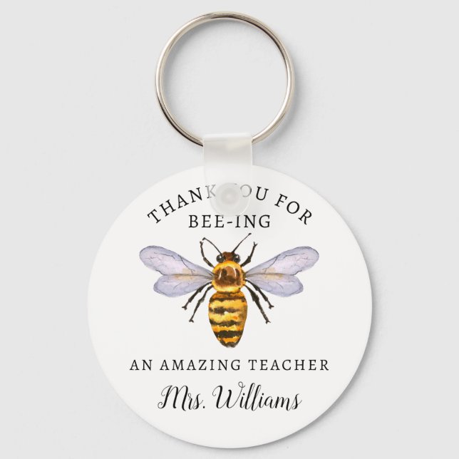 Honey Bee Teacher Appreciation Name Chaveiro (Frente)