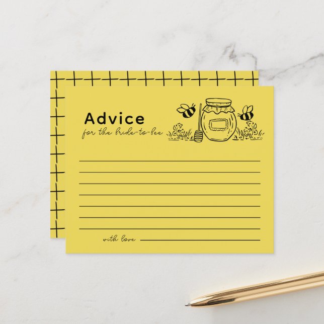 Honey Jar & Bees Bridal Shower Advice Card (Frente/Verso In Situ)