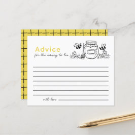 Honey Jar & Bees White Baby Shower Advice Card