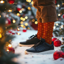 Honeycomb Snowflake Maroon Yellow Pattern Elegante