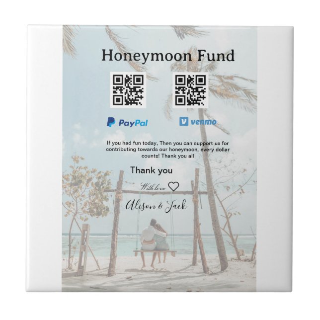 Honeymoon fund venomo paypal donation Q R couple (Frente)