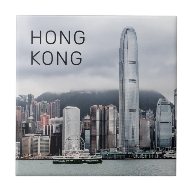 Hong Kong Island Skyline Retro Cityscape Vintage (Frente)