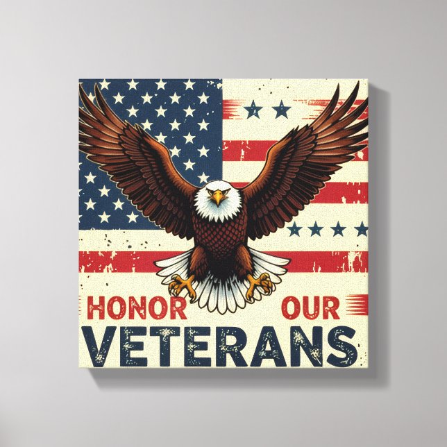 Honor Our Veteran Stretched Canvas Print (Frente)