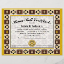 Honor Roll Certificate Kente K17 Earthtone Cores